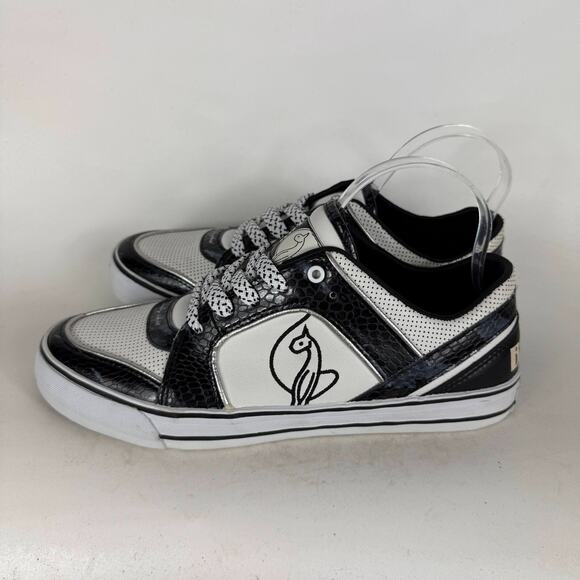 Baby Phat Athletic Shoes Women's 10 Black White Leather Snake Print Sneakers - Picture 5 of 10